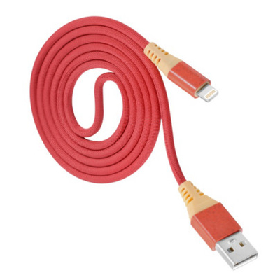 كابل USB معتمد من MFi بقدرة 5 فولت 2.4 أمبير باللون الأحمر للهاتف
