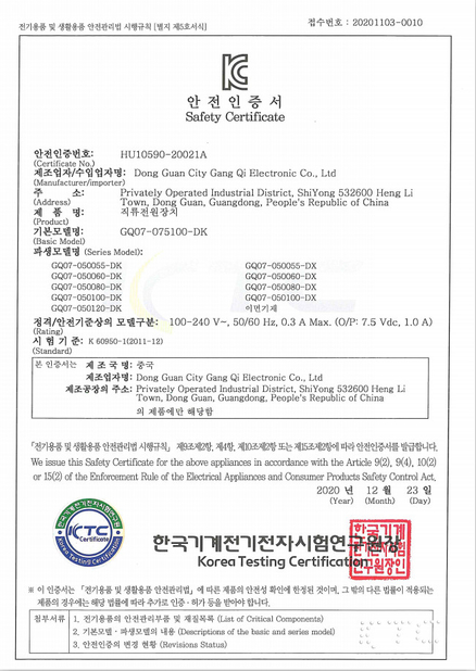 الصين Dongguan Analog Power Electronic Co., Ltd الشهادات